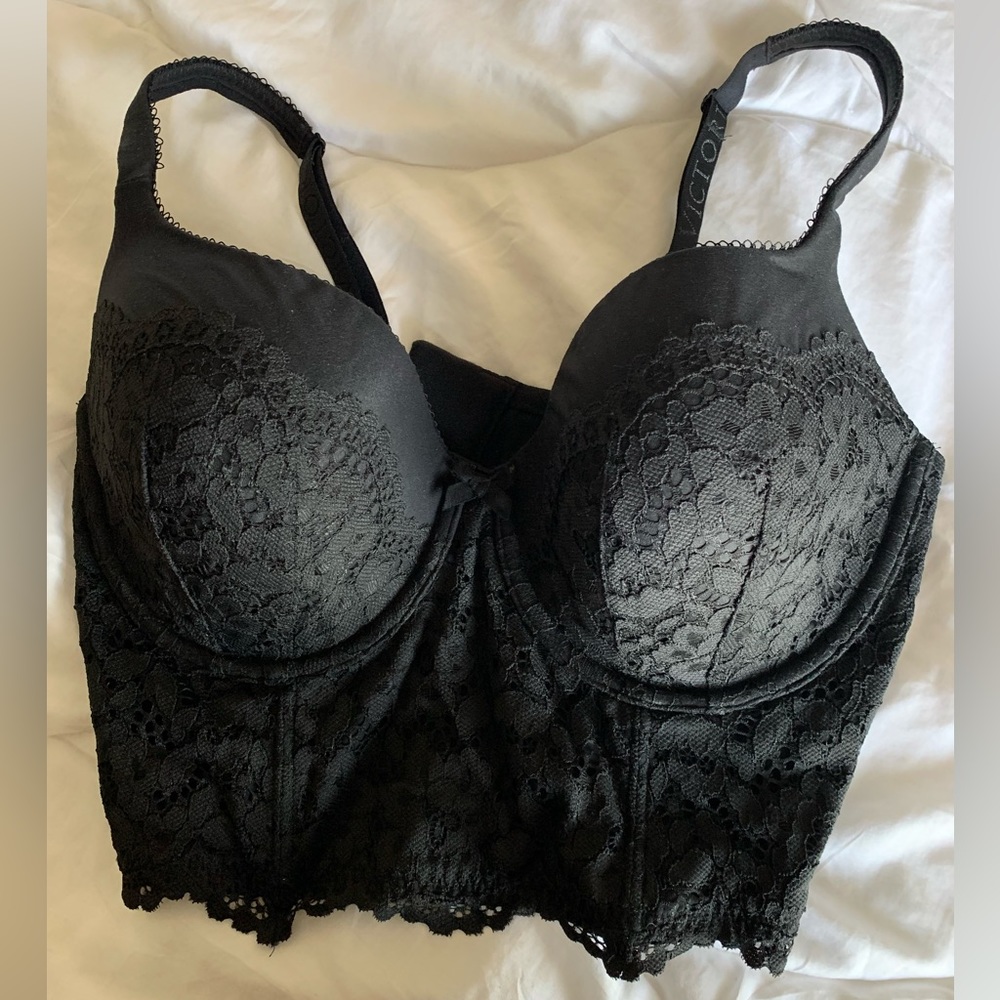 Victorias Secret Long Line Black Bra size 38 D